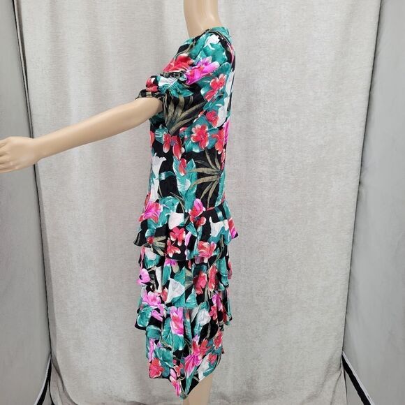 Maggy London by Jeannene Booher 80s Silk Tropical Dress Women's Plus Size 14 - Picture 7 of 14